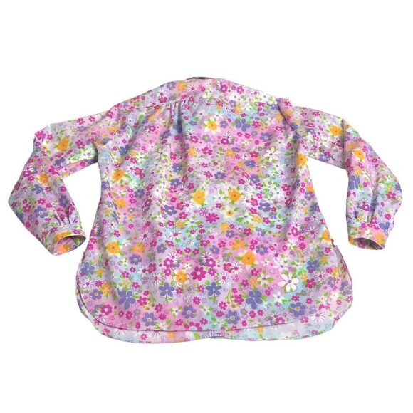 Vintage All Hours Top Womens XS Floral Oversized Roll Tab Sleeve Button 80s USA - Picture 11 of 16
